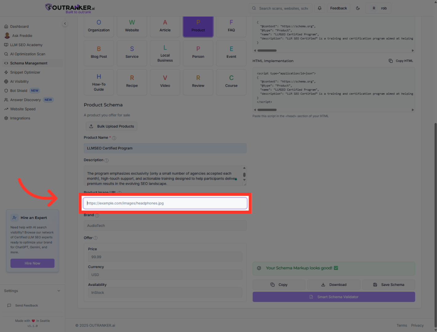 Click 'Product Image URL'