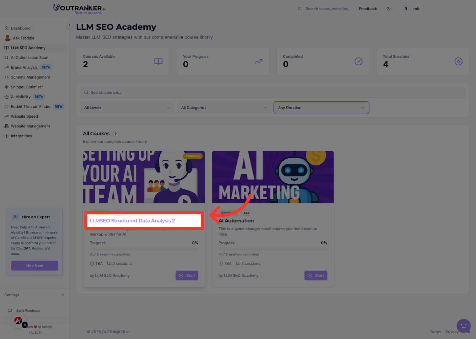 Click 'On your desired course or documentations'