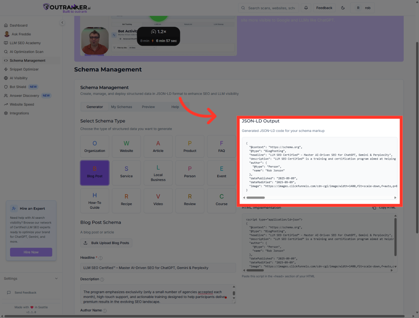 Click 'JSON-LD Output'