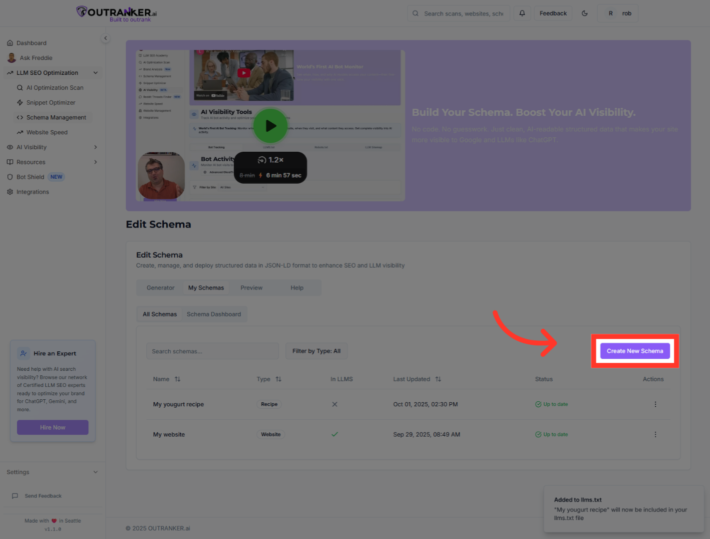 Click 'Create New Schema'