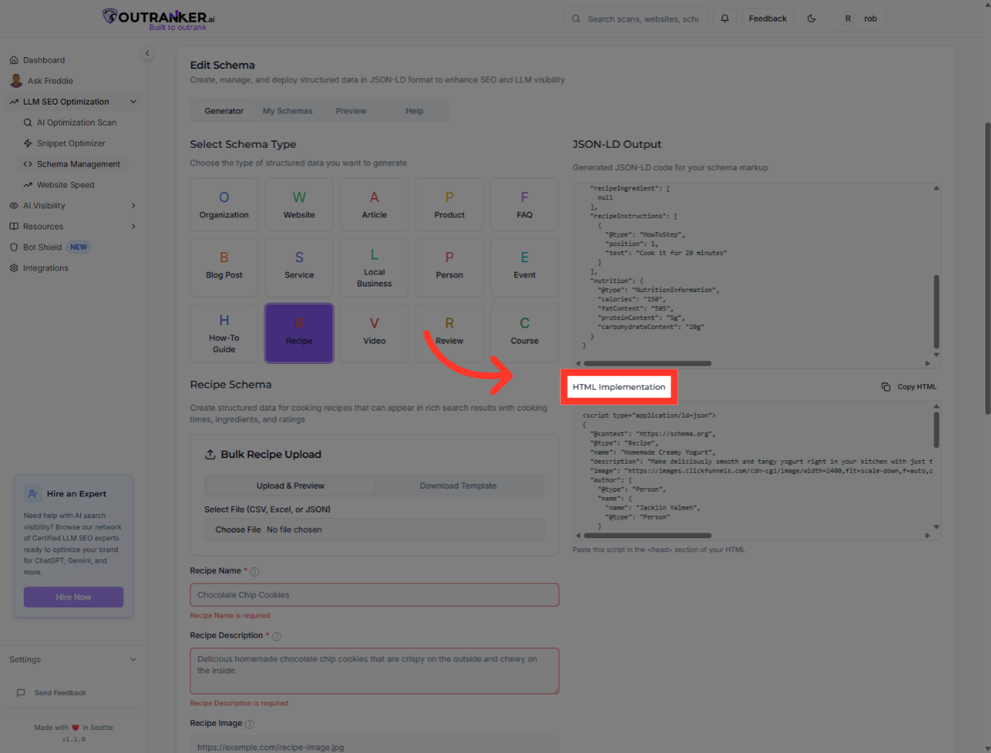 Click 'HTML Implementation'