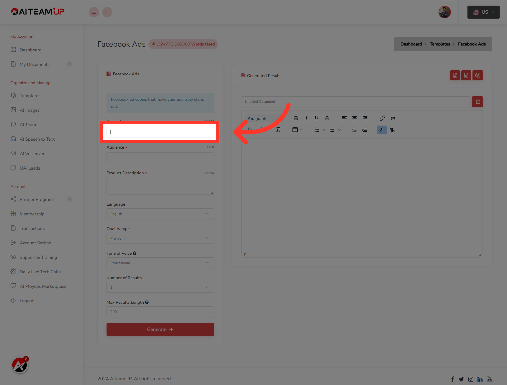 Provide the product name for your ad description