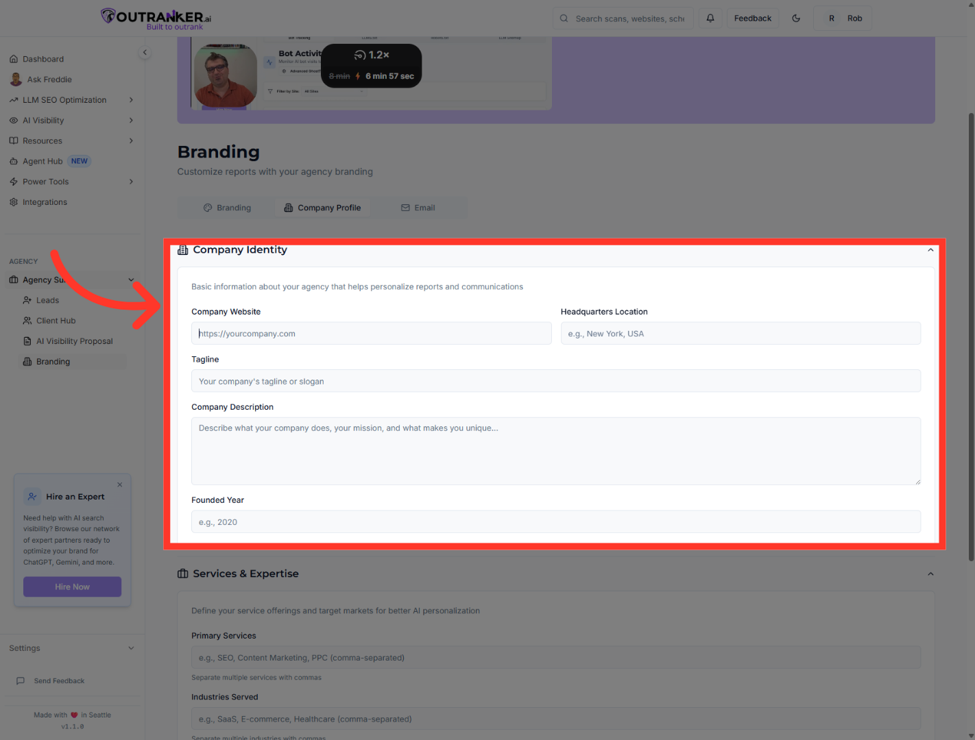 Select Company Website Field