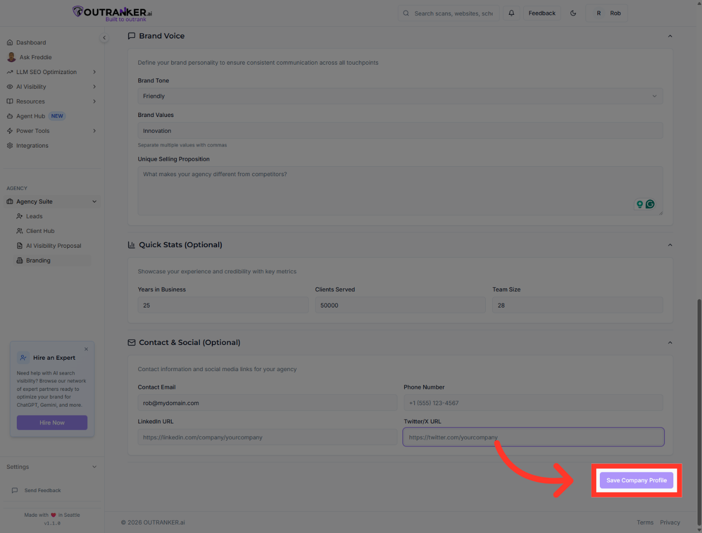 Save Company Profile