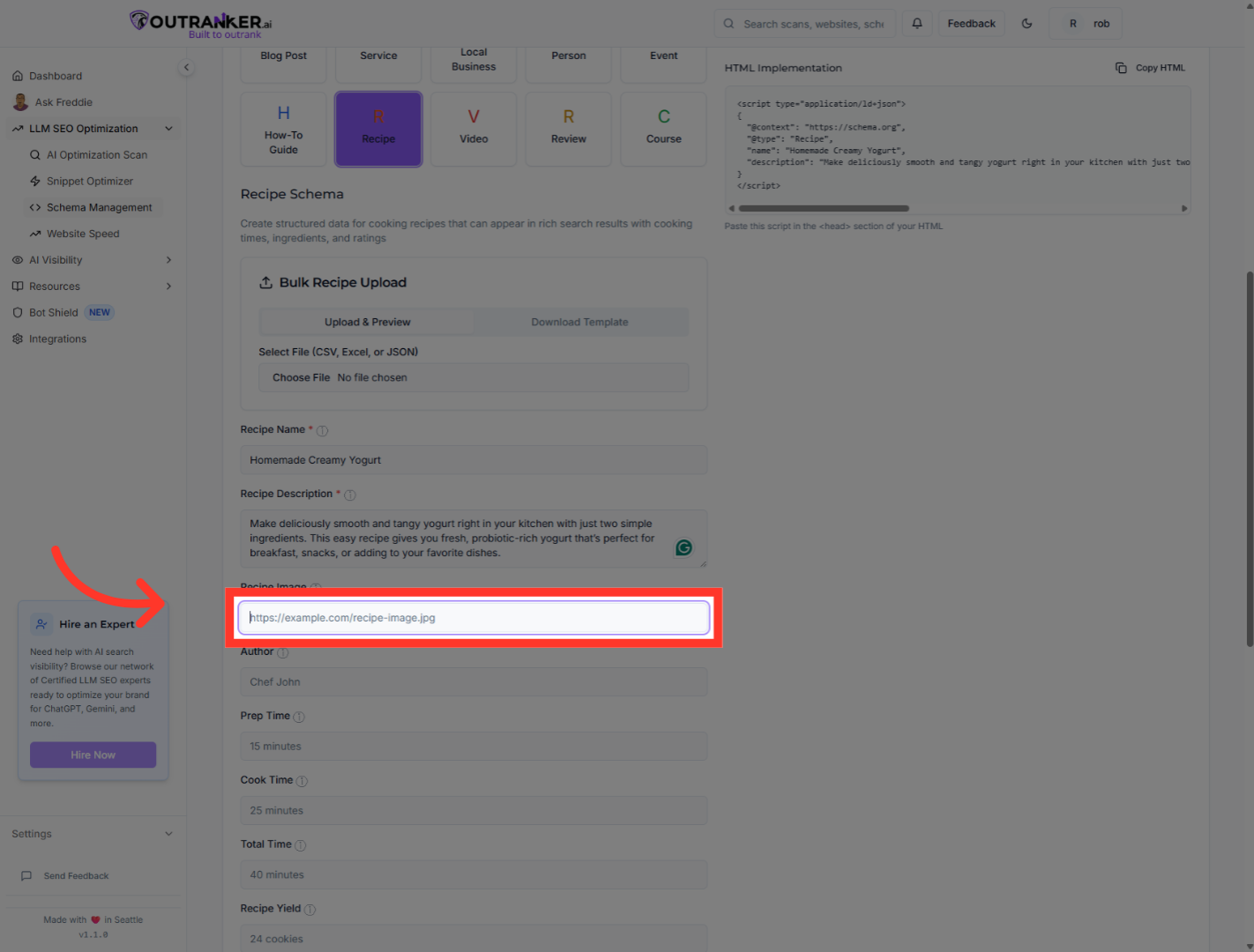 Click 'Recipe Image'