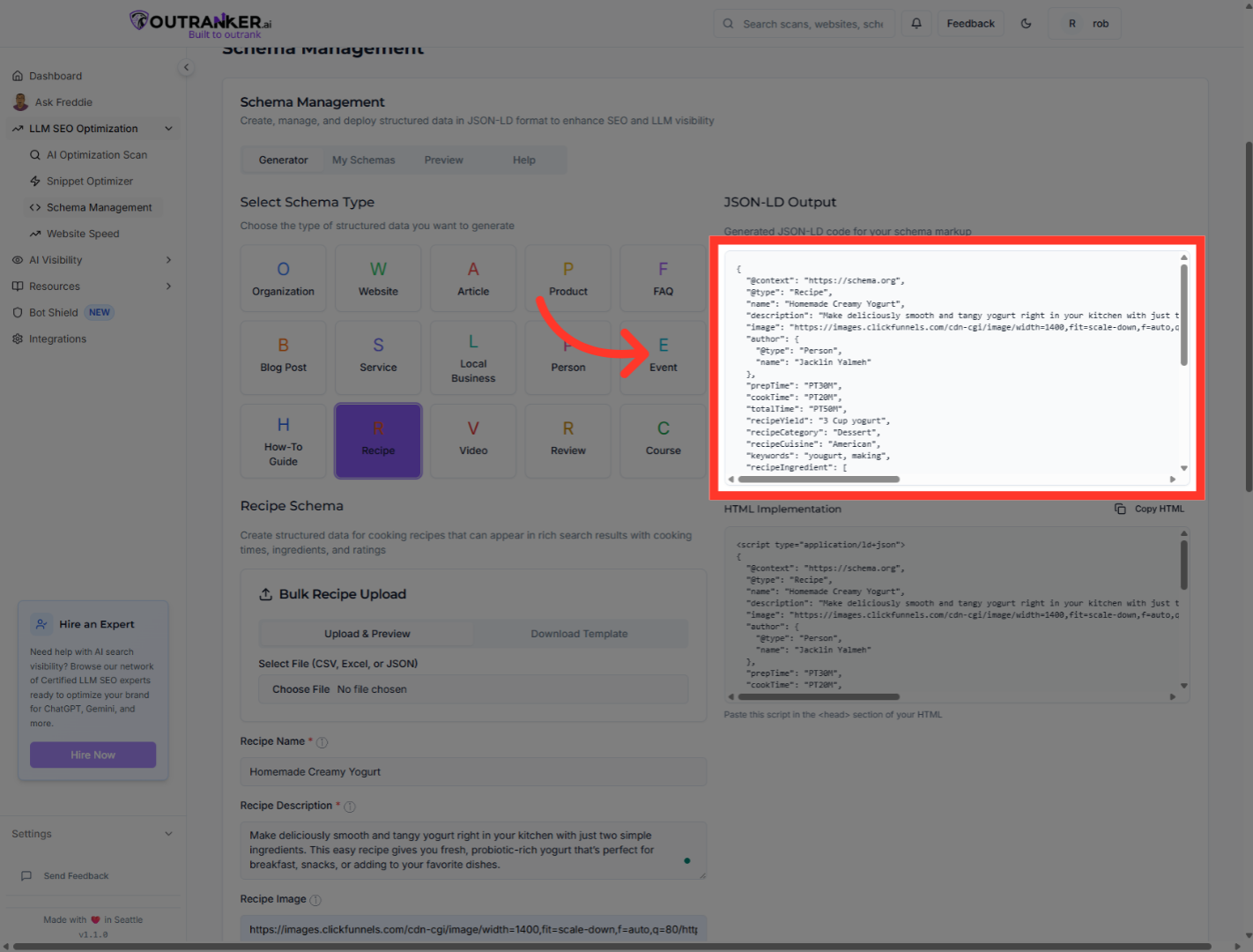 Click 'JSON LD to copy your JSON LD code'