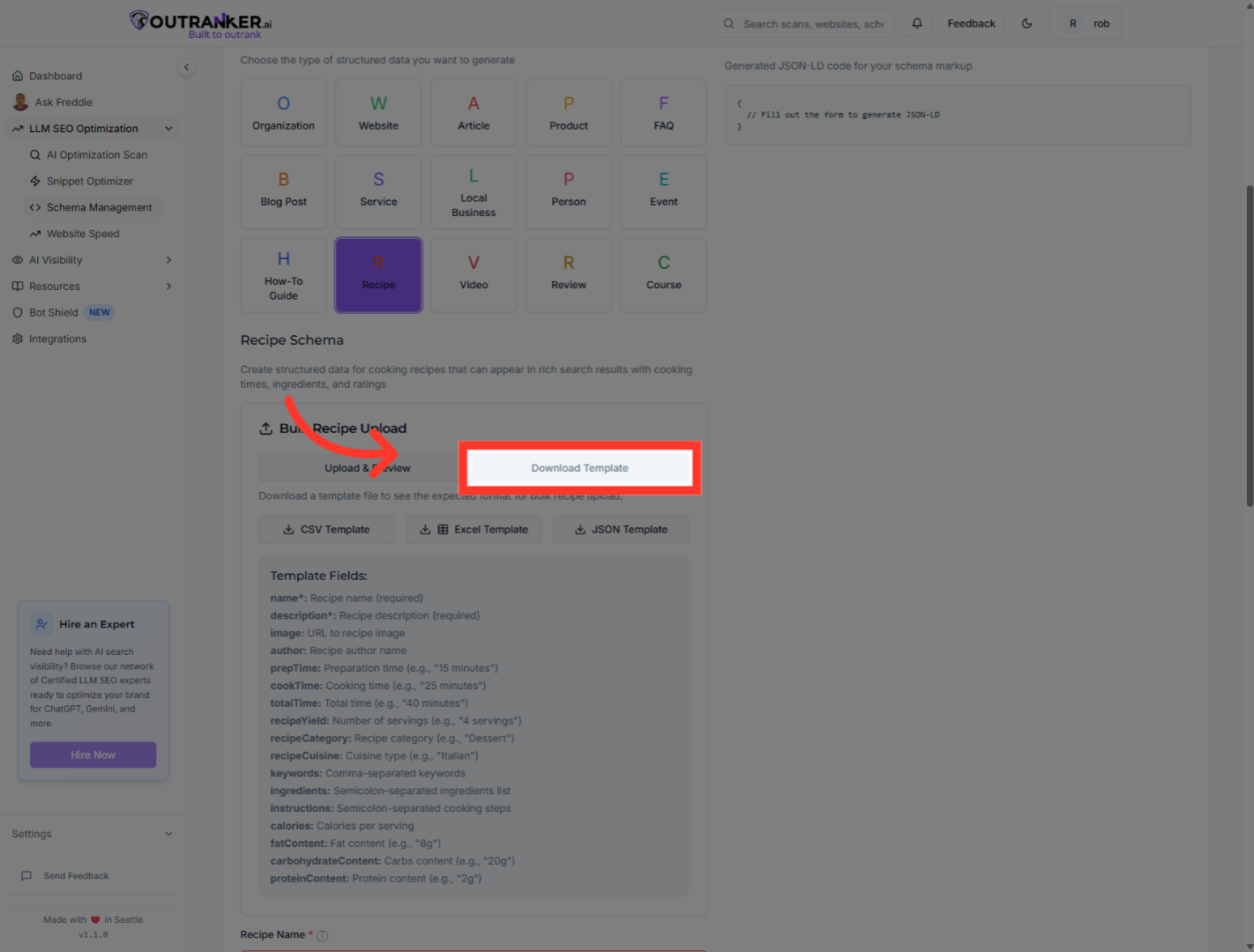Click 'Download Template'