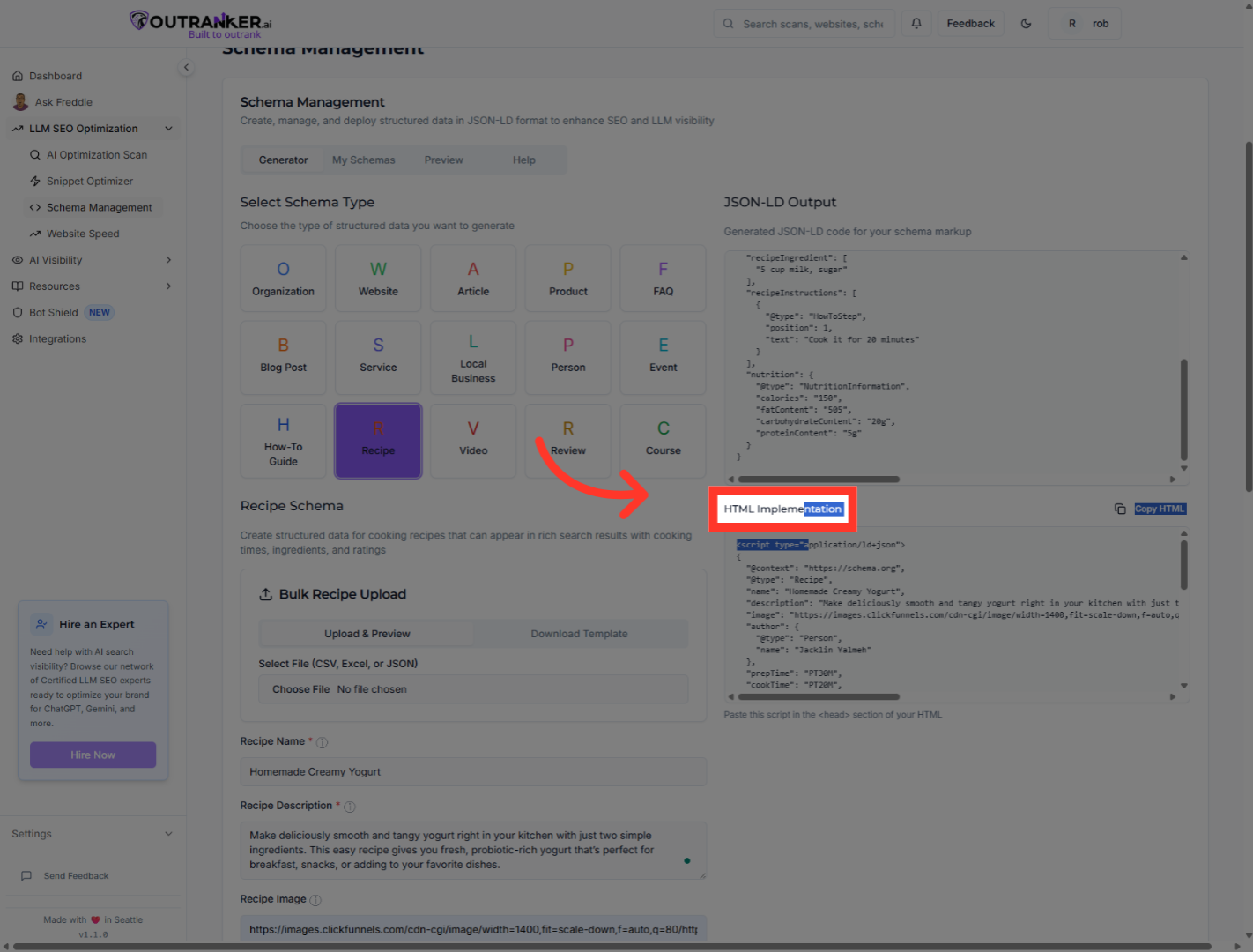 Click 'HTML Implementation'