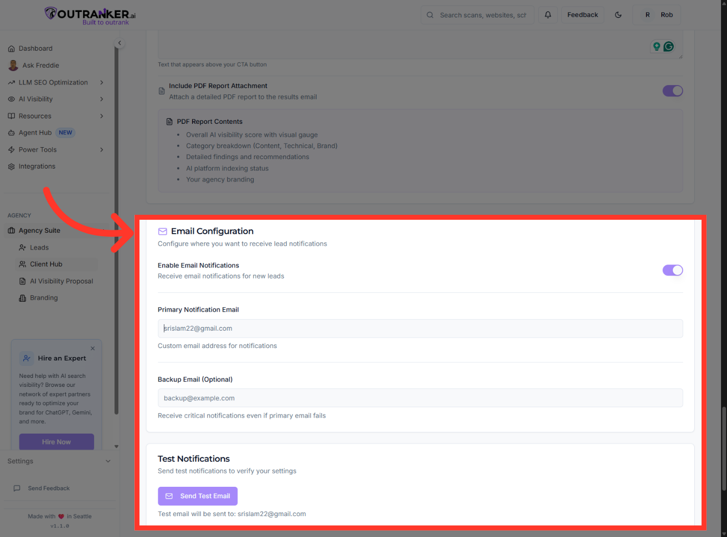 Edit Primary Notification Email