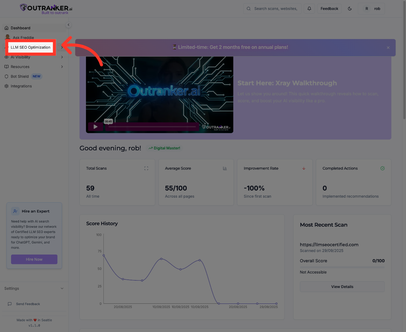 Click 'LLM SEO Optimization'