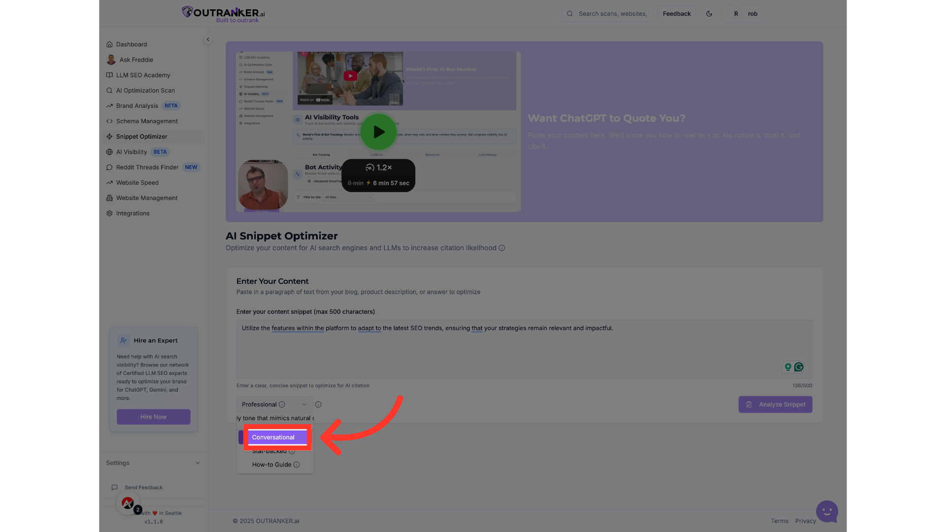 Click 'Conversational'