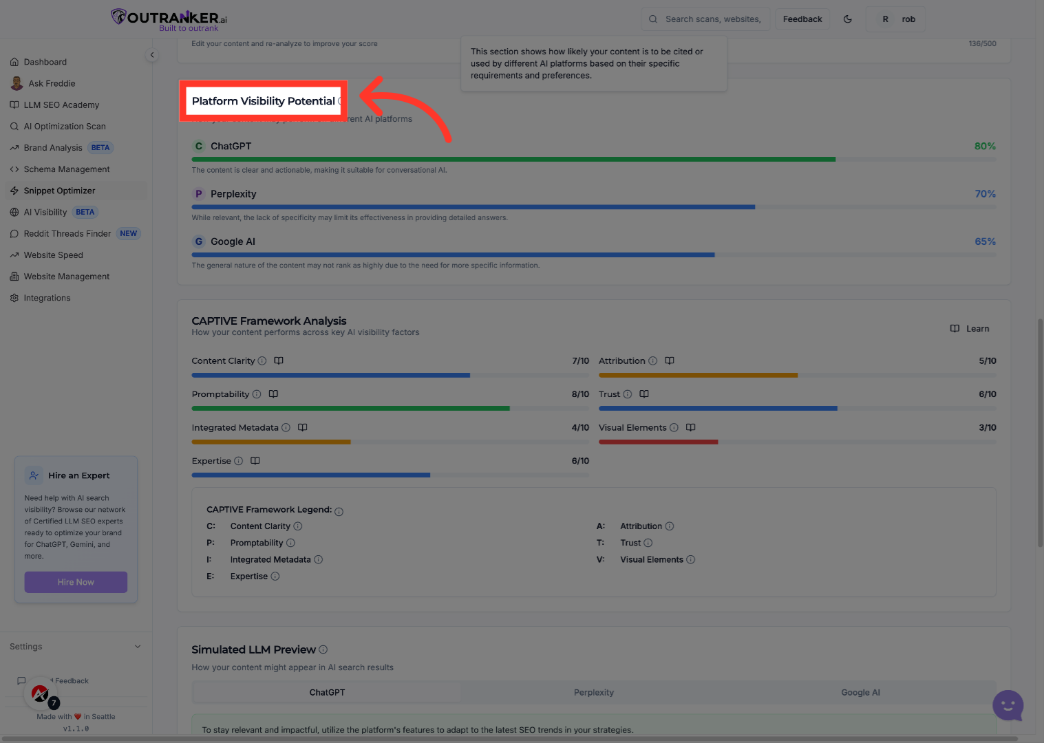 Click 'Platform Visibility Potential'