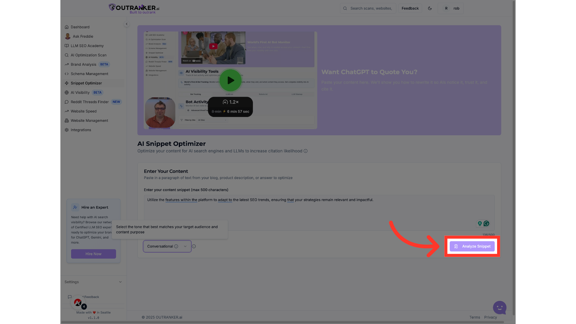 Click 'Analyze Snippet'
