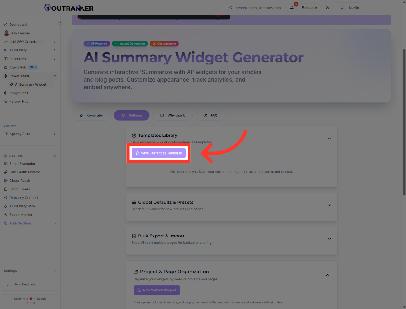 Save Current Template