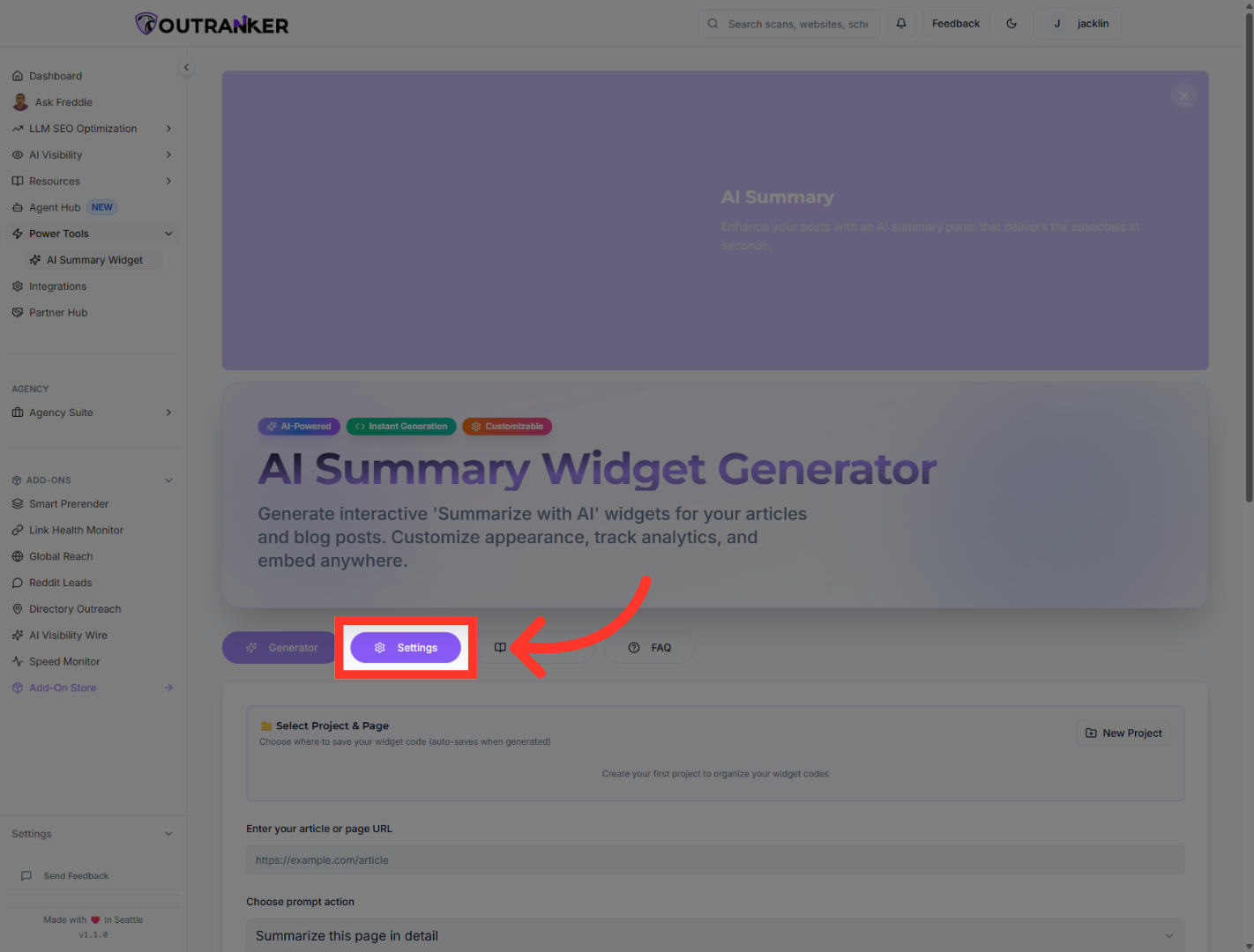 Open Widget Settings