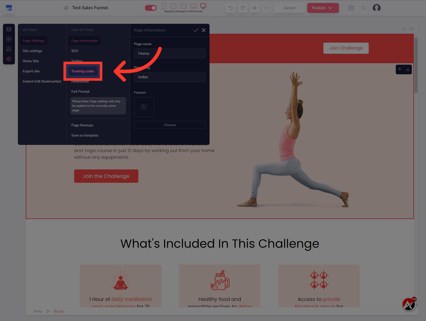 Click 'Tracking codes'