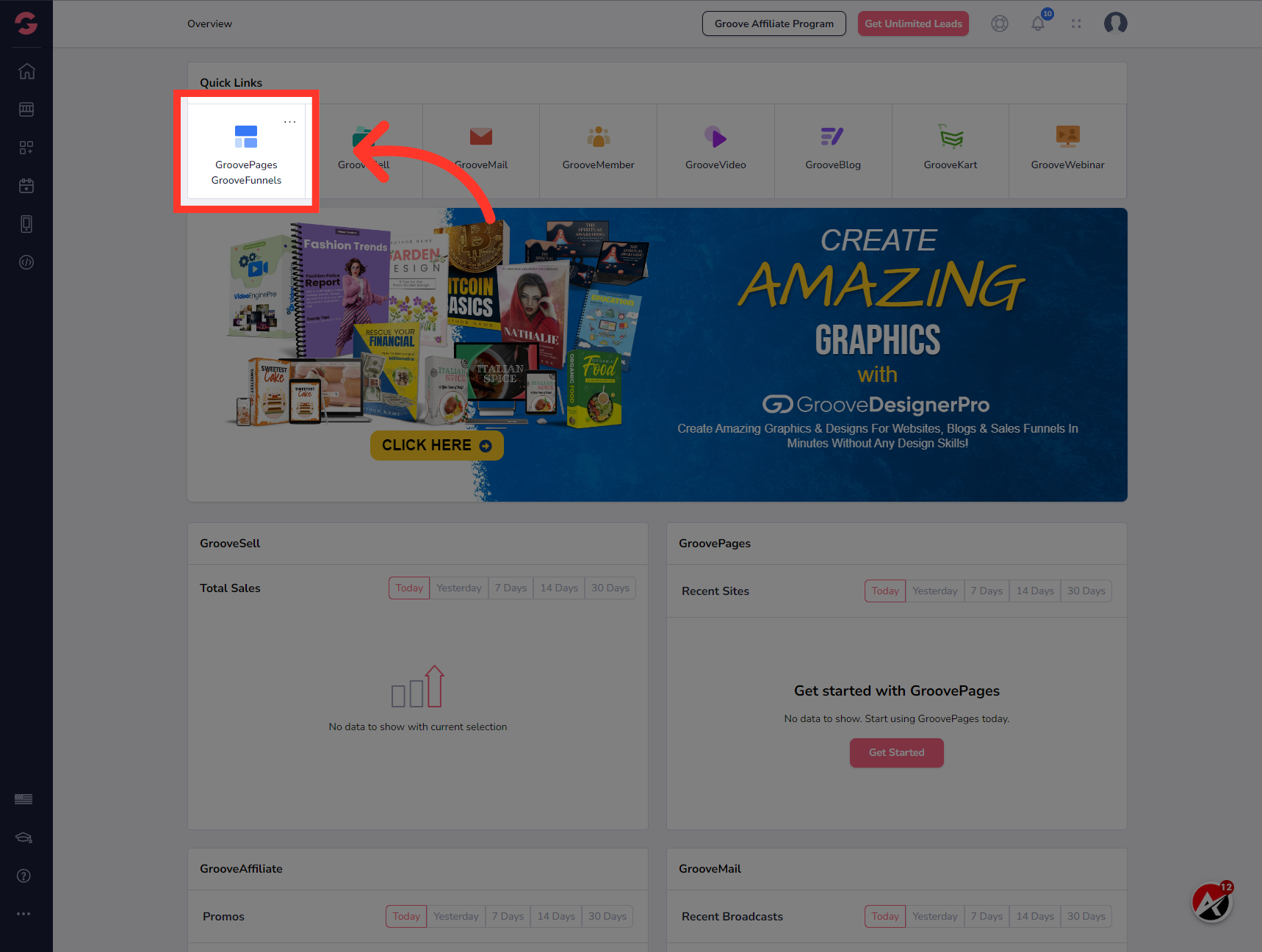 Once you are there, select the Groove Pages