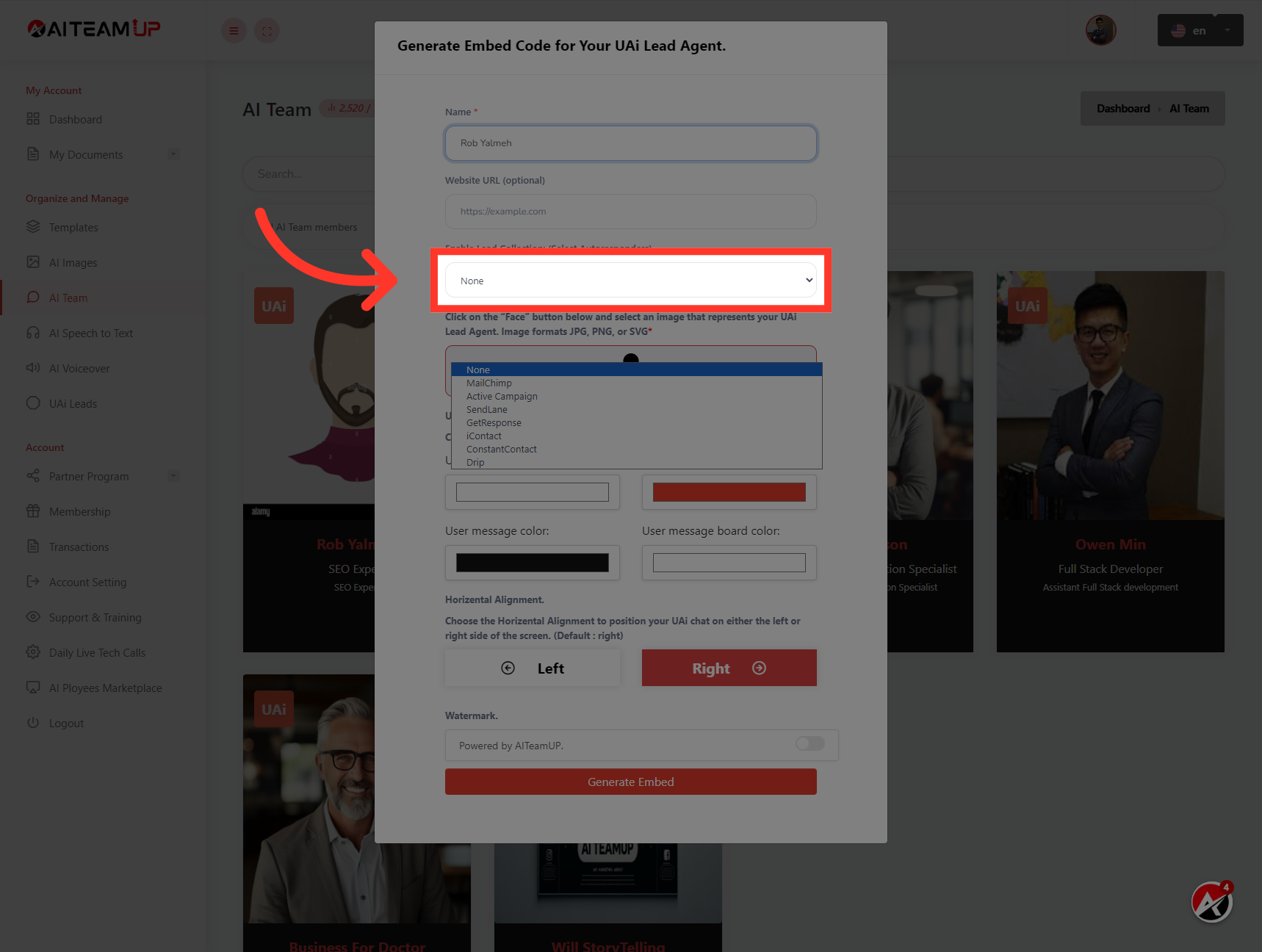 Select the Auto-responder integration you want to use.