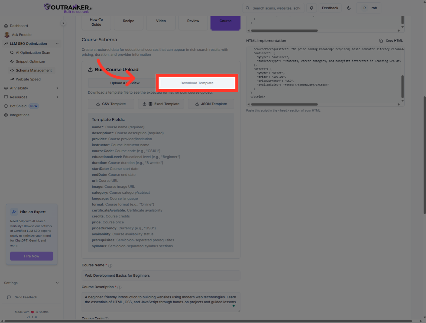 Click 'Download Template'