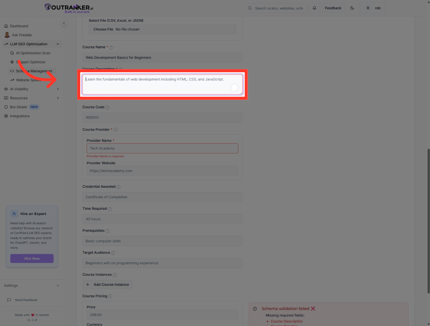 Click 'Course Description*'