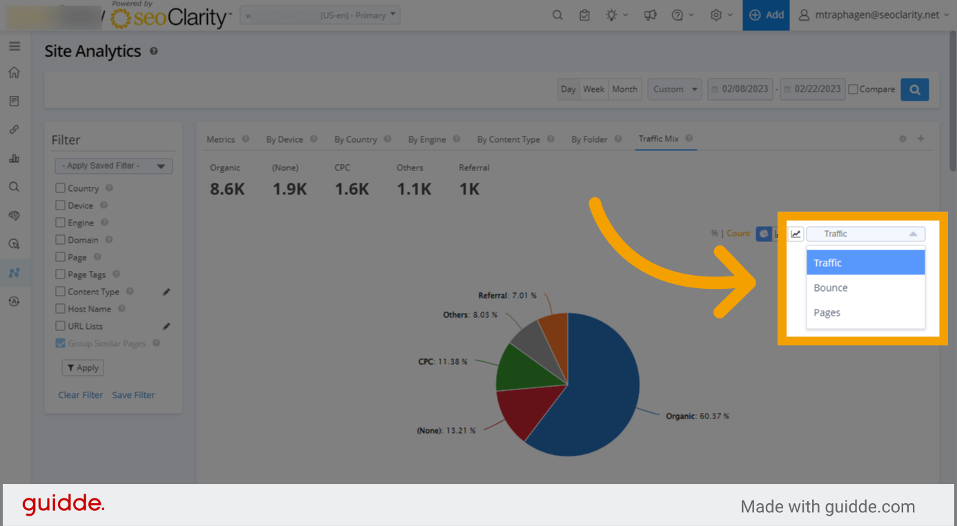 Change the displayed metric