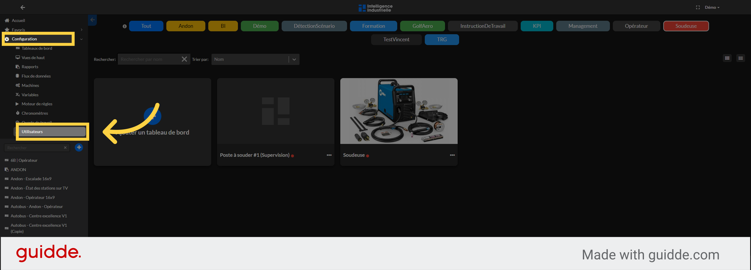 Cliquez 'Utilisateurs' dans le groupe de Configuration