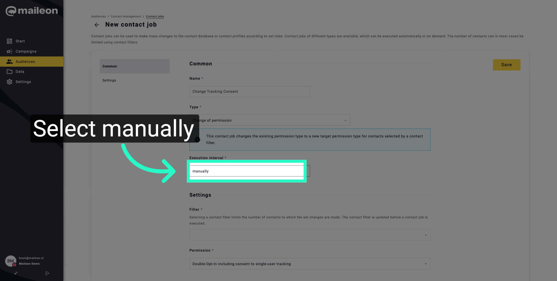 Select Manual Option
