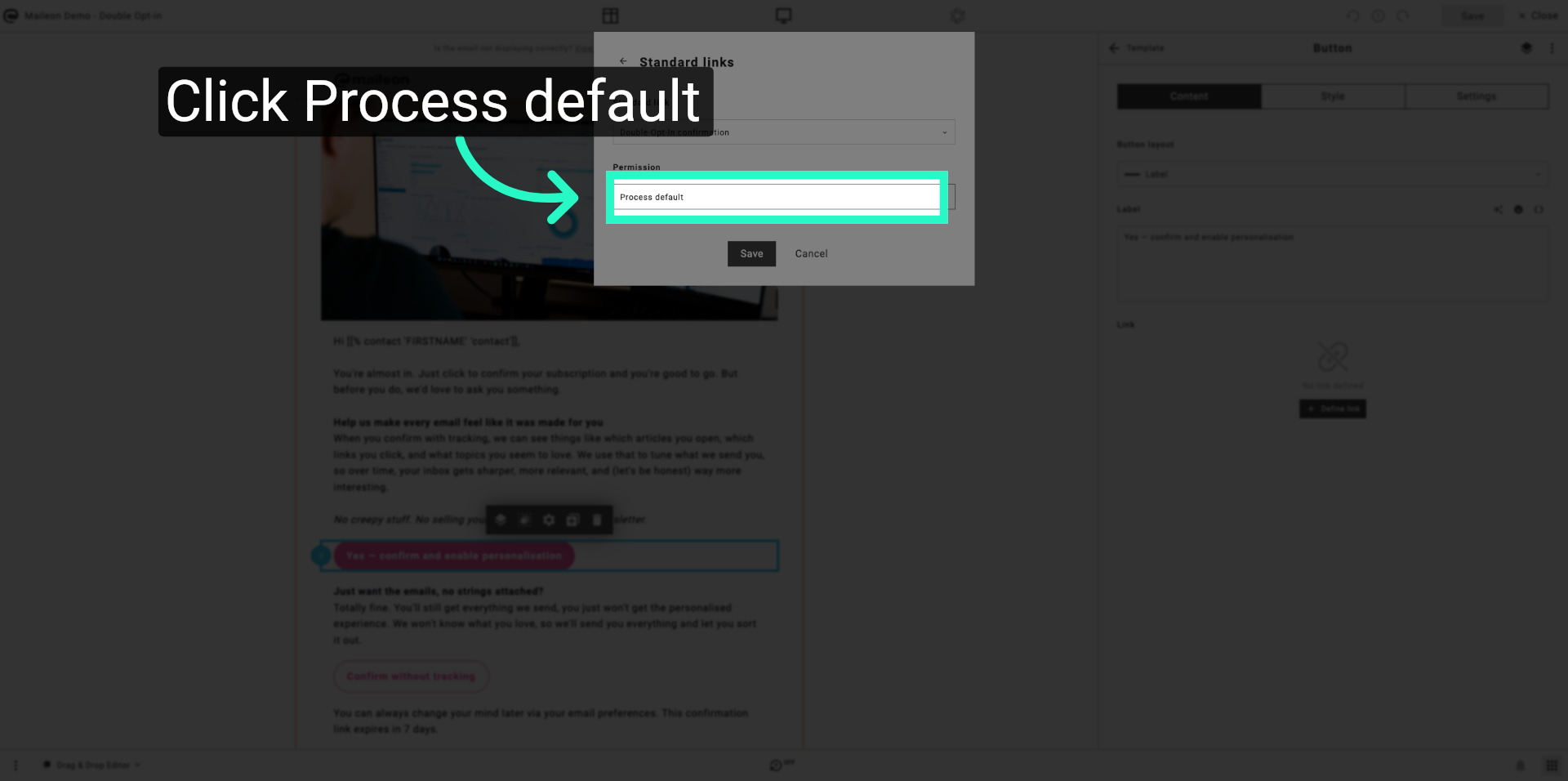 Open Process Default Settings