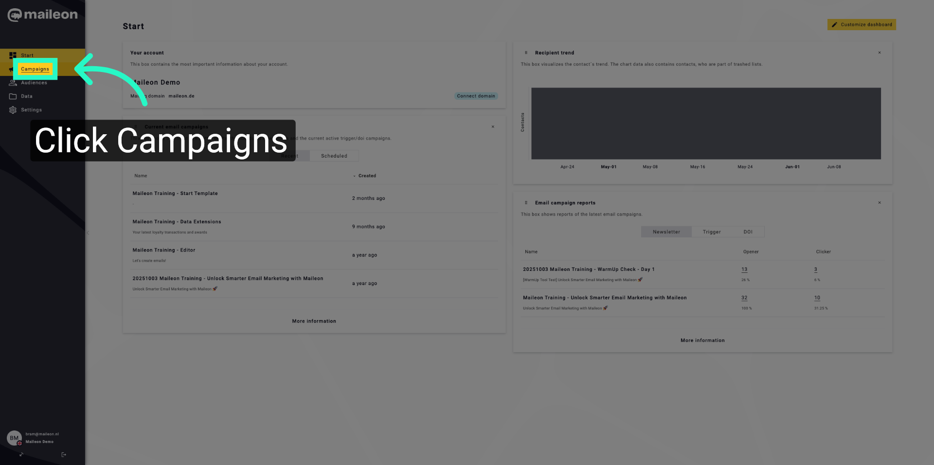 Access Campaigns Section