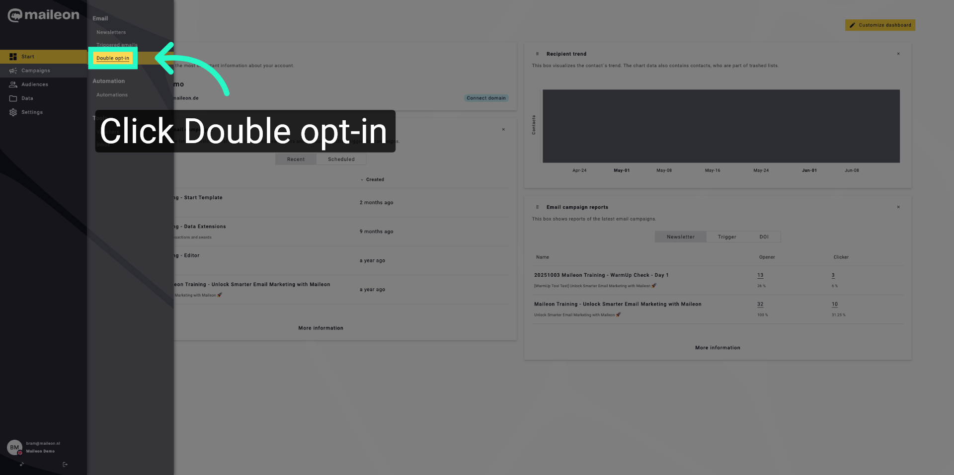 Open Double Opt-In Settings