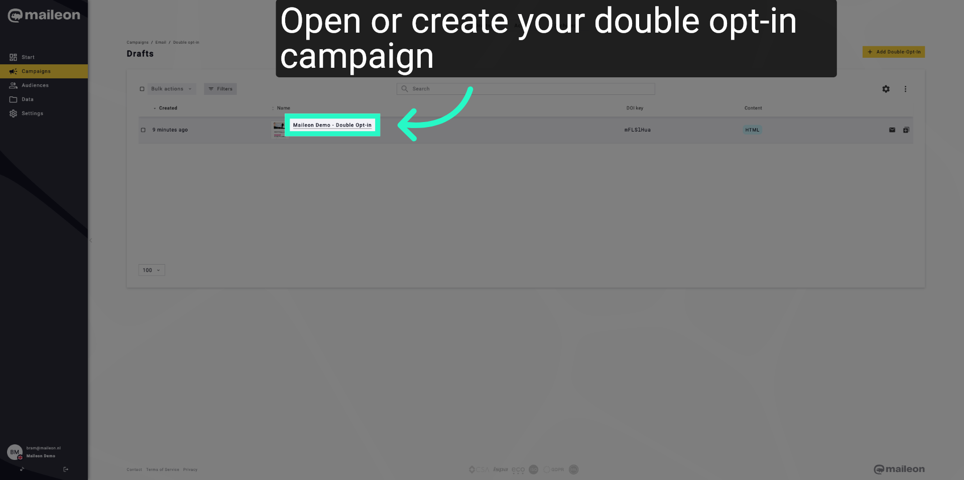 Select Demo Double Opt-In