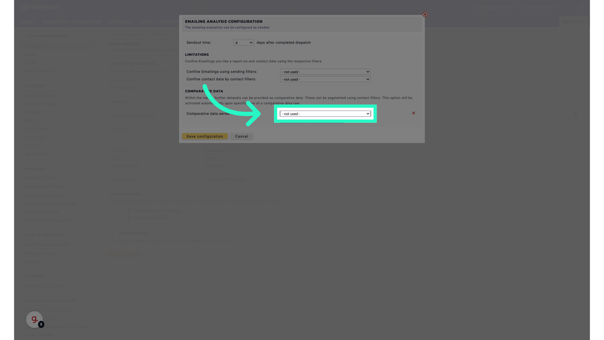 Select a contact filter