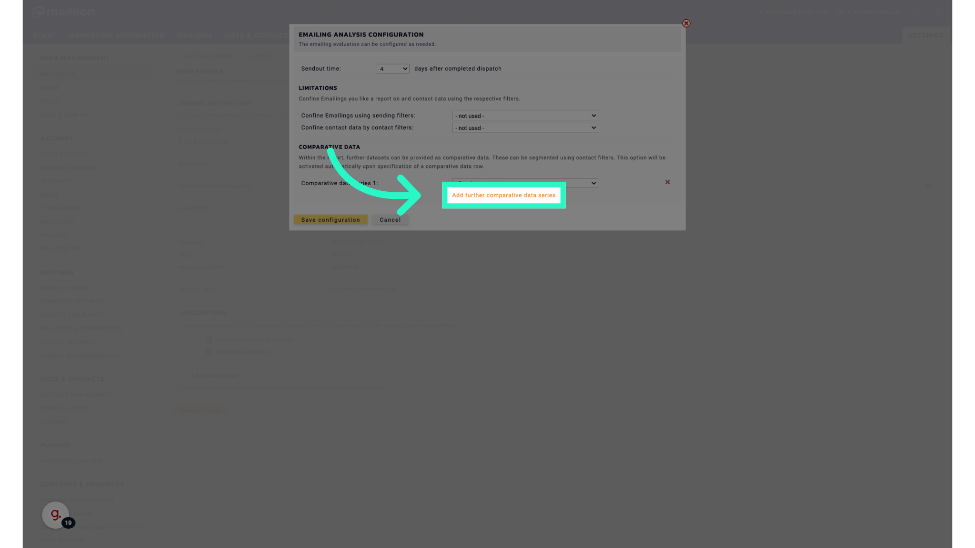 Click 'Add further comparative data series'