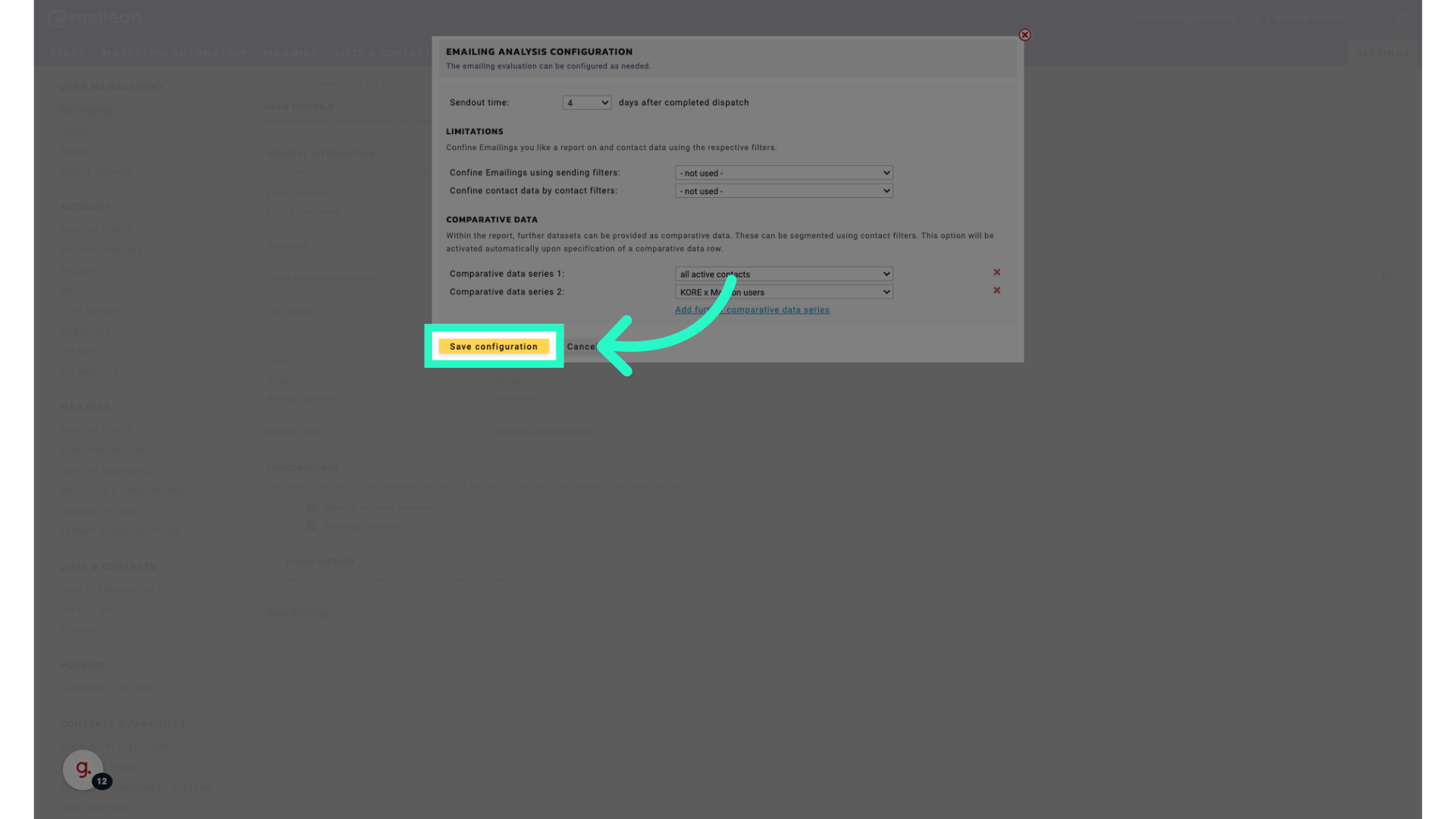 Click 'Save configuration'