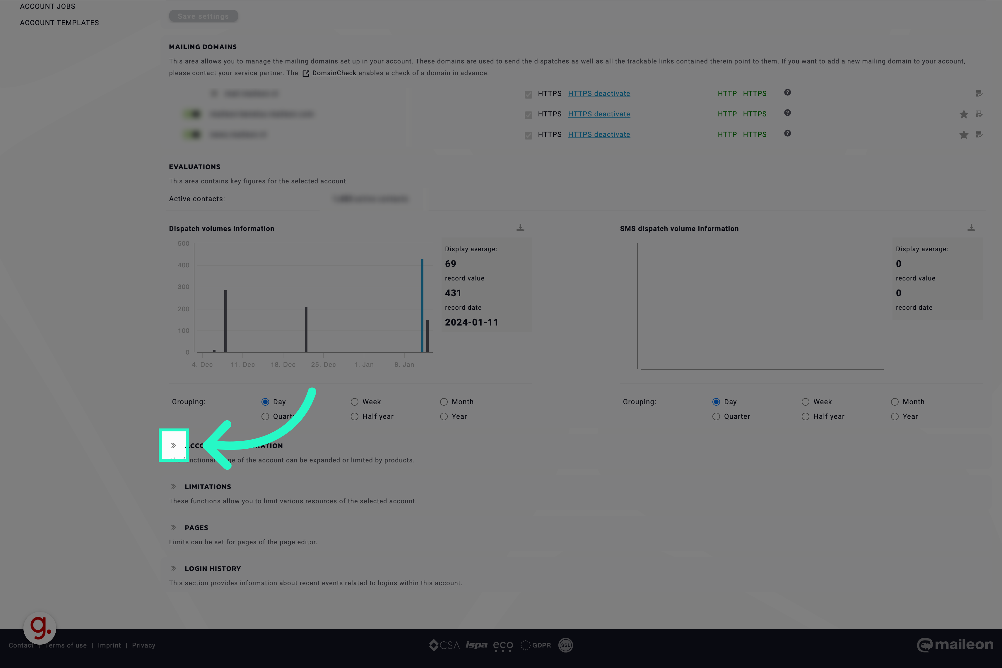 Open an account in the partner portal and click account configuration