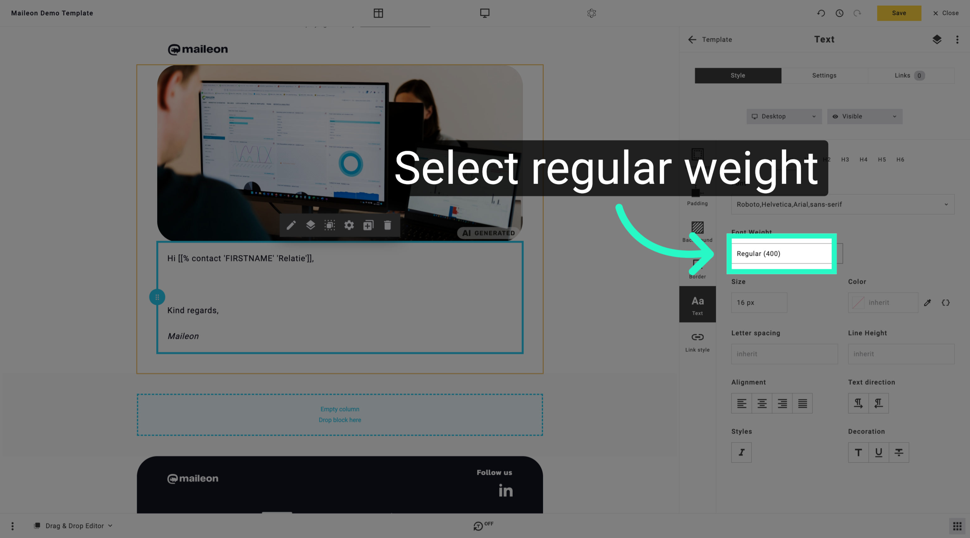 Choose Regular Font Weight