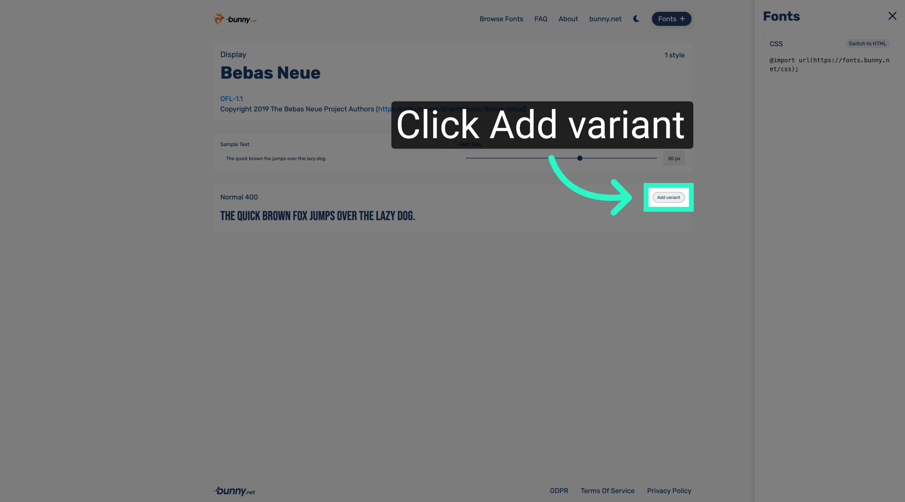 Add New Font Variant