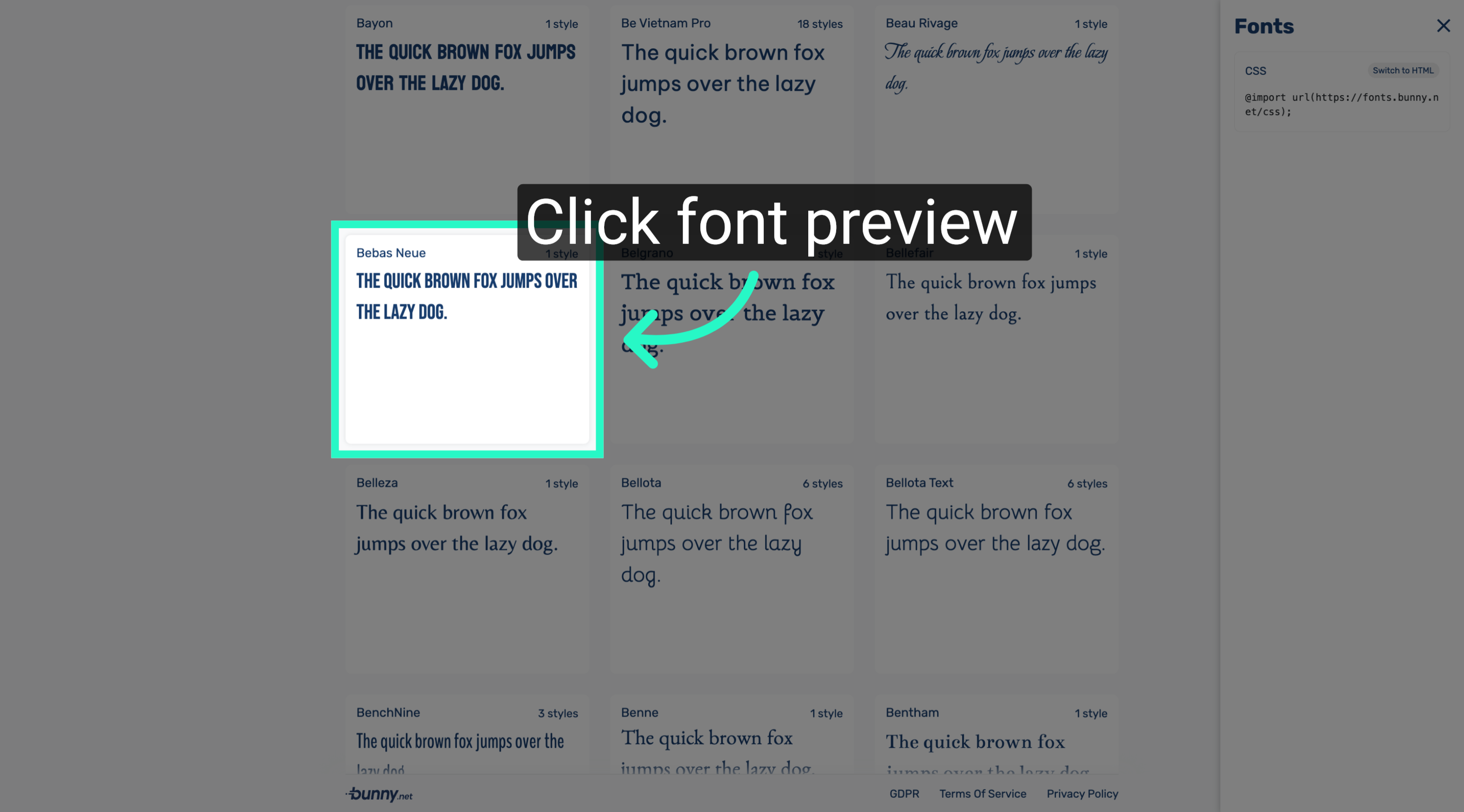 Access Font Details Page