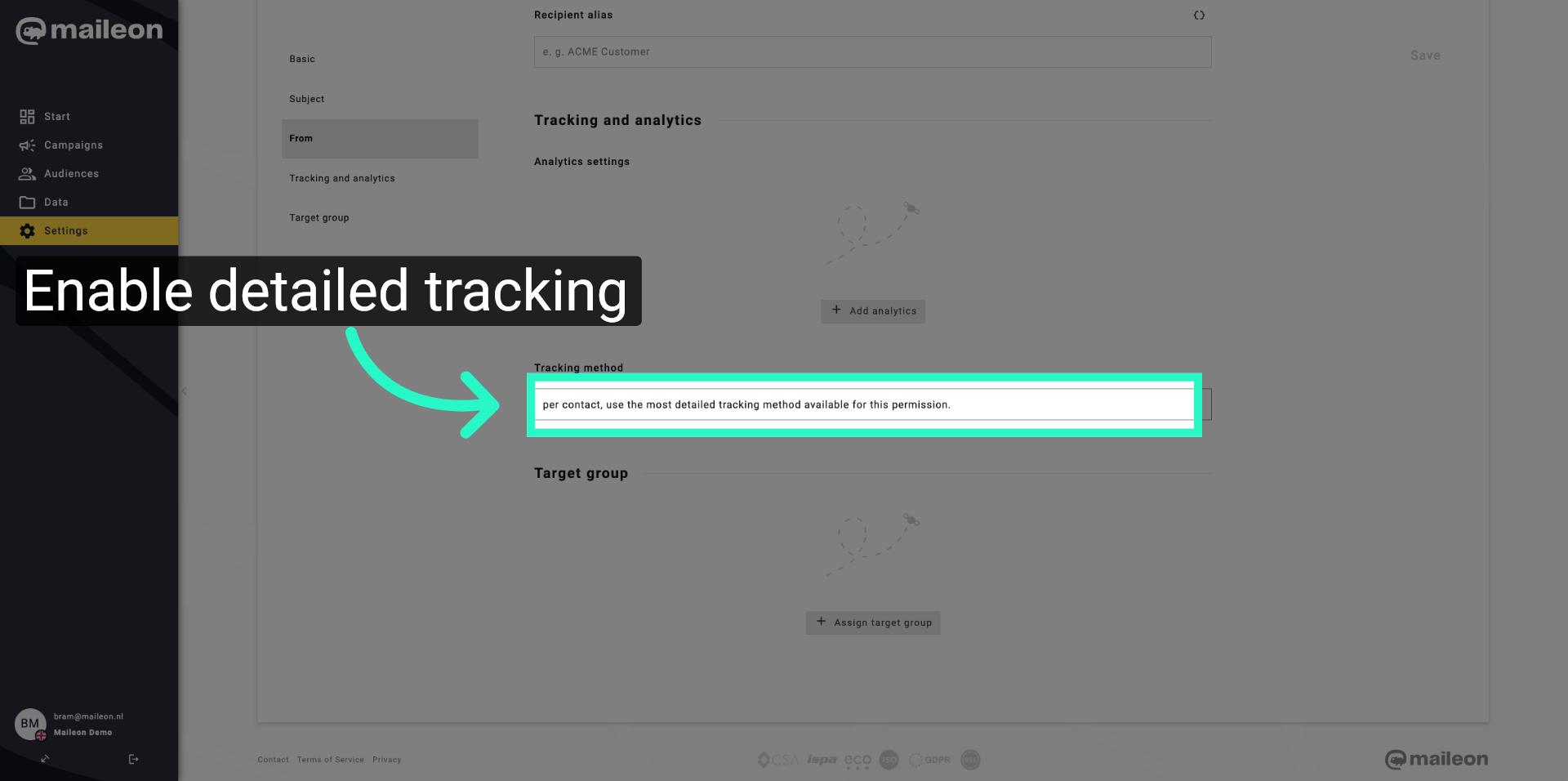 Enable Detailed Tracking Method