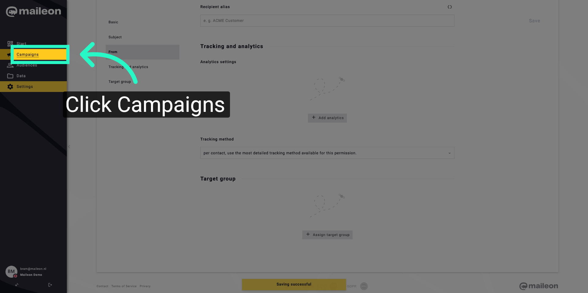 Access Campaigns Section