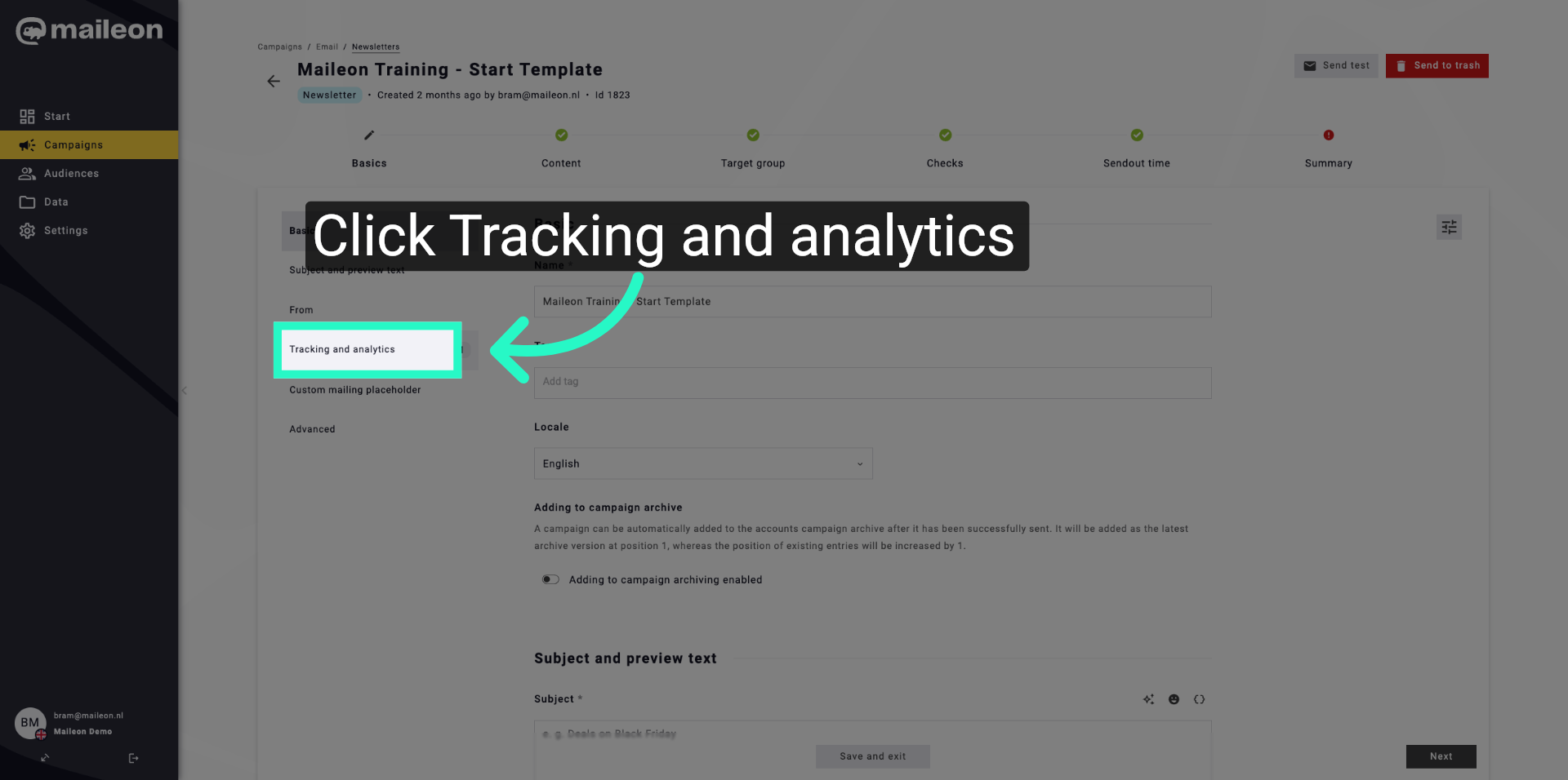 Return To Tracking Settings