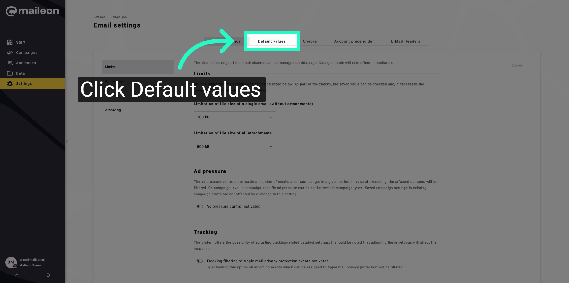 Navigate To Default Values