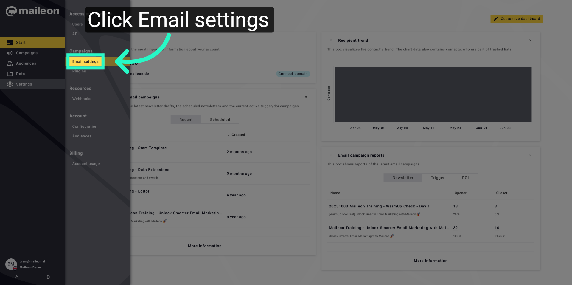 Open Email Settings