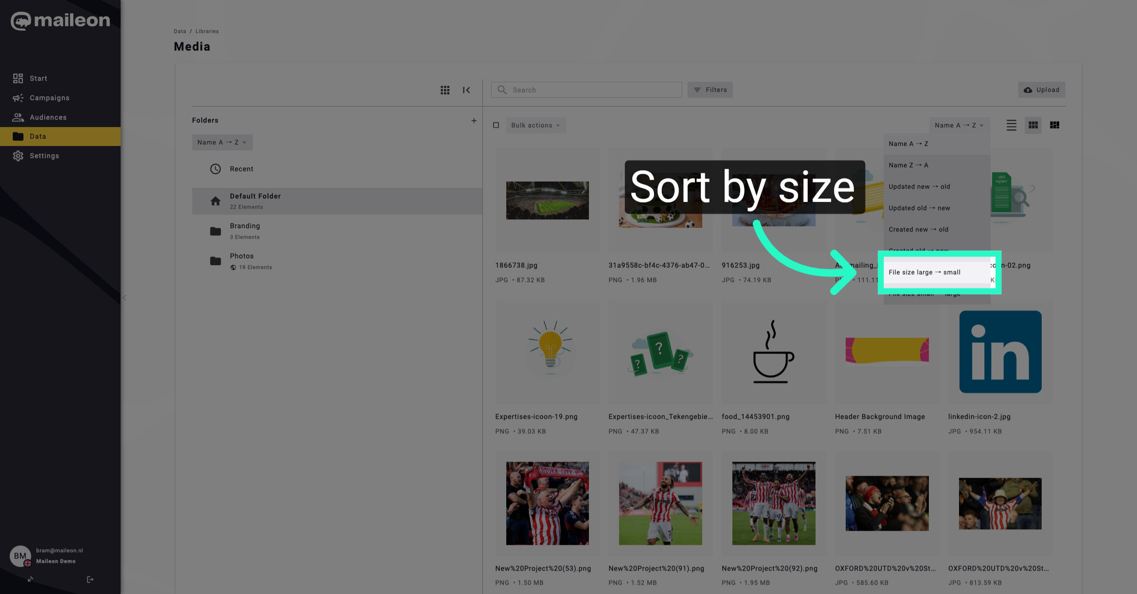 Sort Media by File Size