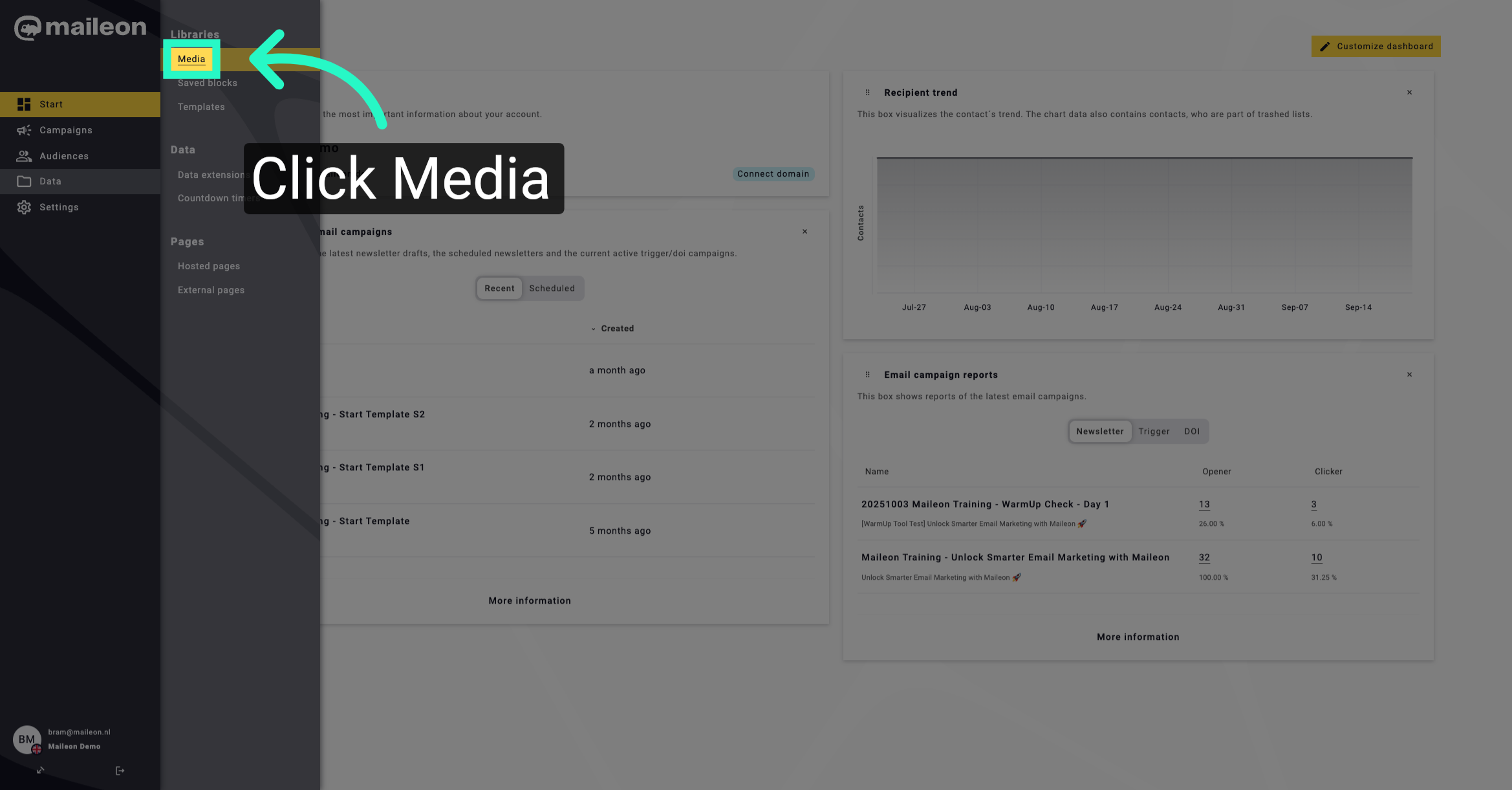 Navigate to Media Tab