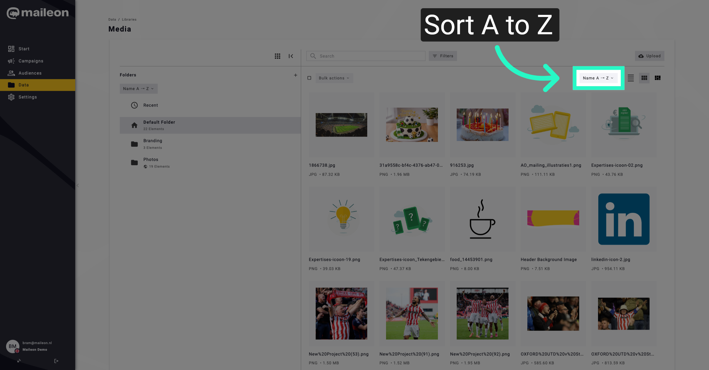 Sort Media Alphabetically