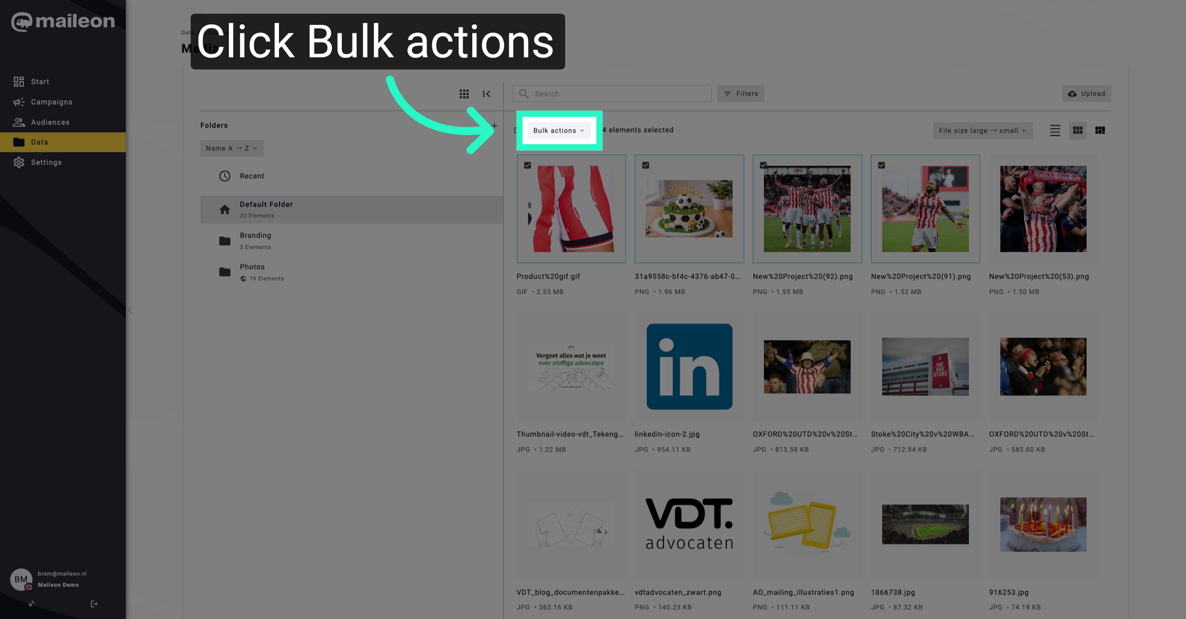 Open Bulk Actions Menu