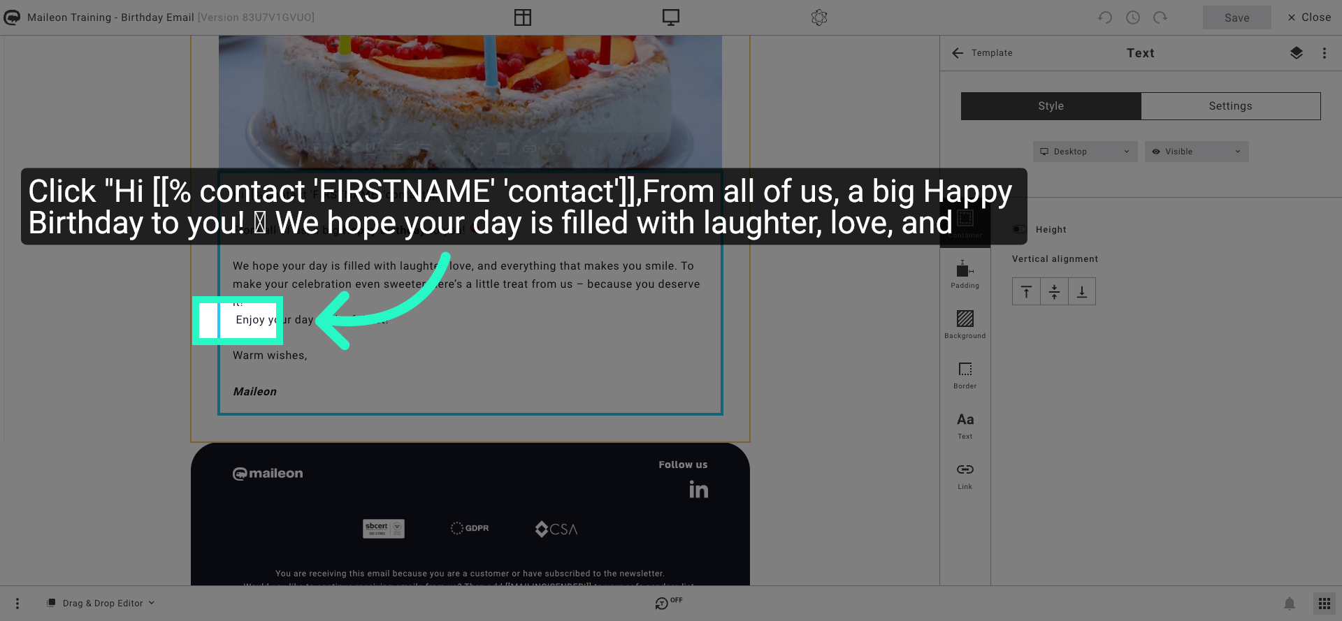 Reopen Birthday Message Block