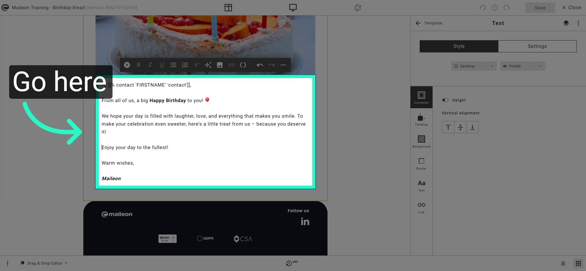 Navigate To Content Area