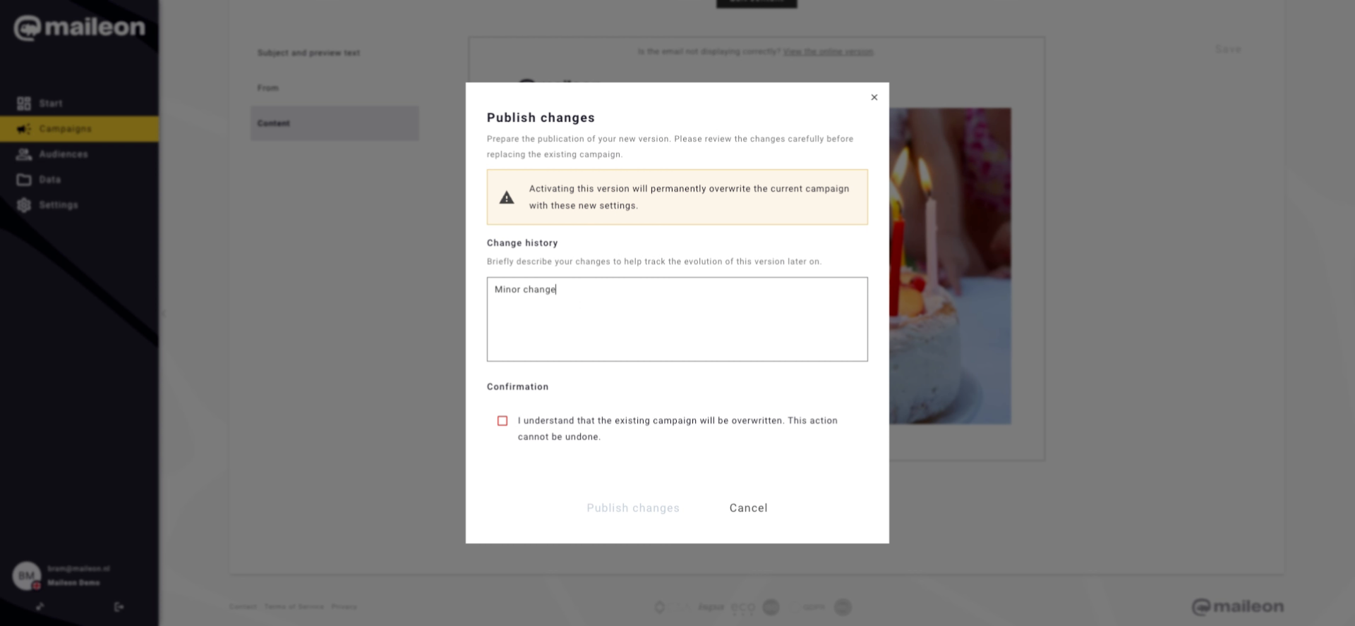 Enter Change Comments